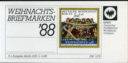 Bund DPWV Markenheftchen 1988 829 postfrisch Weihnachten #IT629