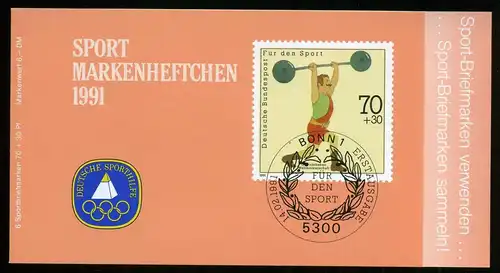 Bund Sportmarkenheftchen mit 1499 Bonn Ersttagssonderstempel #IT620