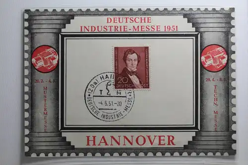 Berlin 74 auf Postkarte „Deutsche Industrie-Messe 1951“ Hannover #BA472