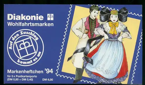 Bund Diakonie Markenheft 1994 mit 1757 Berlin Ersttagssonderstempel #IT644