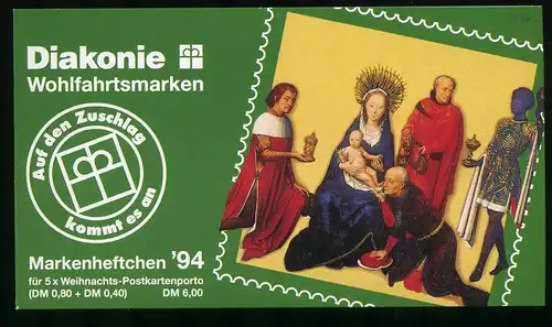 Bund Diakonie Markenheft 1994 mit 1770 Berlin Ersttagssonderstempel #IT646