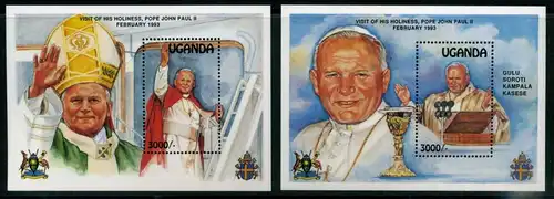 Uganda Block 182-83 postfrisch Papst #IT554