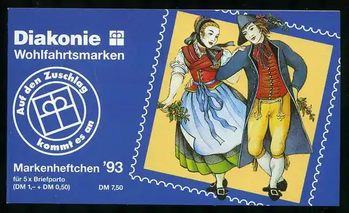 Bund Diakonie Markenheft 1993 mit 1699 Bonn Ersttagssonderstempel #IT643