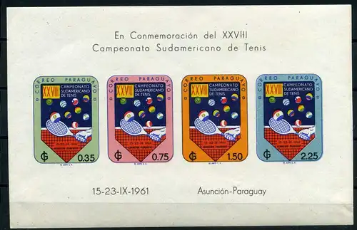 Paraguay Block 8 postfrisch Tennis #IM431