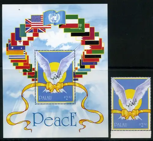Palau 473 + Bl 10 postfrisch Frieden #IT591