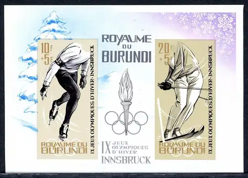 Burundi Block 3 B postfrisch Olympiade 1964 Innsbruck #IS826