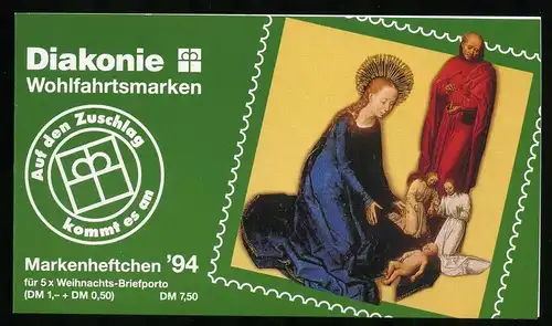 Bund Diakonie Markenheft 1994 mit 1771 Bonn Ersttagssonderstempel #IS690
