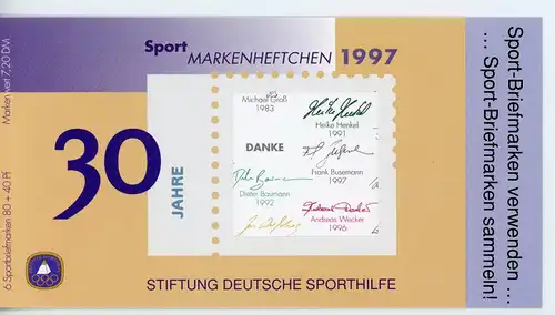 Bund Sport Markenheftchen 1997 1898 postfrisch #IT571