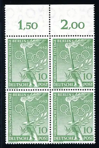 Berlin 89 postfrisch 4er Block Oberrand #IS751