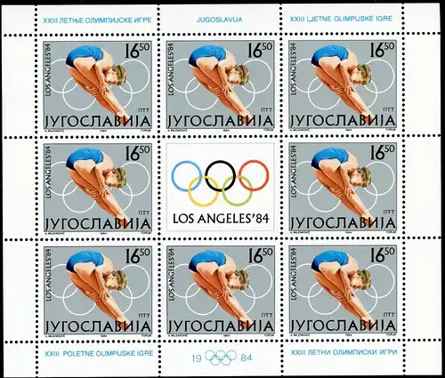 Jugoslawien 2048-2051 postfrisch Kleinbogen Olympiade 1984 #IS765