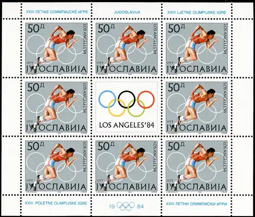 Jugoslawien 2048-2051 postfrisch Kleinbogen Olympiade 1984 #IS765