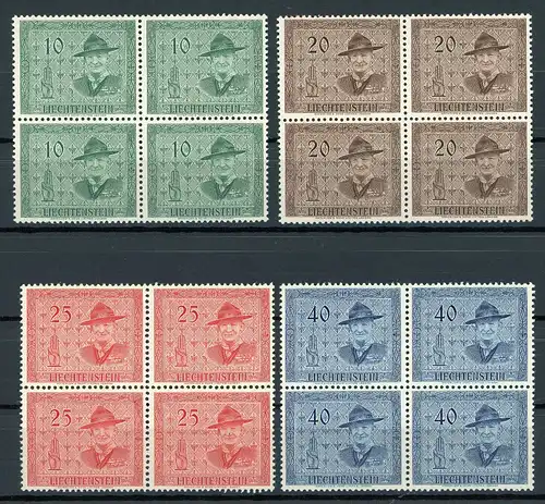 Liechtenstein 4er Blöcke 315-318 postfrisch Pfadfinder #IN193