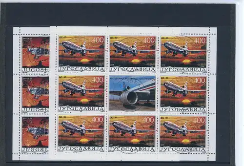 Jugoslawien Kleinbogensatz 2213-2214 gestempelt Flugzeug #IS846