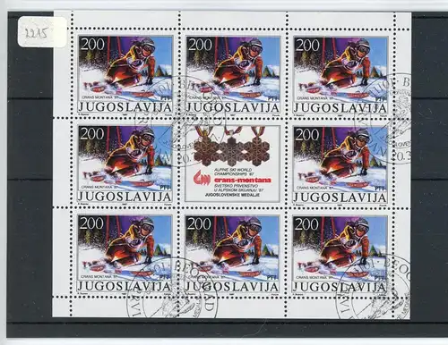 Jugoslawien Kleinbogen 2215 gestempelt Skifahren #IN172