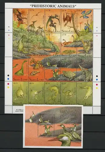 Sierra Leone Klb. 1806-1825, Block 195 postfrisch Dinosaurier #IY274
