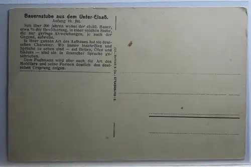 AK Elsass Bauernstube aus dem Unter-Elsass, Anfang 19 Jht. #PI353