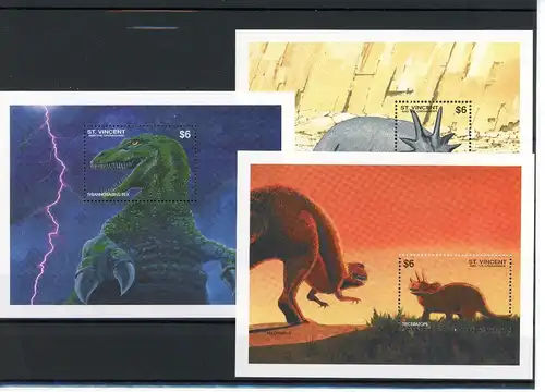 St. Vincent Grenadinen Block 310-311, 13 postfrisch Dinosaurier #IS880