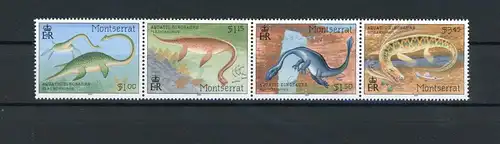 Montserrat Viererstreifen 892-95 postfrisch Dinosaurier #IS878