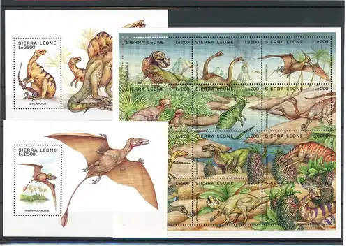 Sierra Leone Klb. 2253-2268, Block 261-262 postfrisch Dinosaurier #IS879