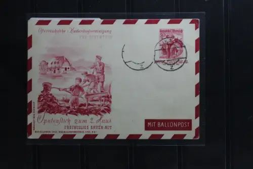 Österreich Ganzsache auf Postkarte mit Ballonpost, Spatenstich zum 2.Haus #BA561