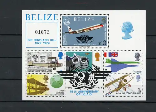 Belize Block 9 postfrisch Luftfahrt #IS902