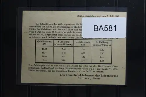 Alliierte Besetzung 37I auf Postkarte als Einzelfrankatur Drucksache #BA581