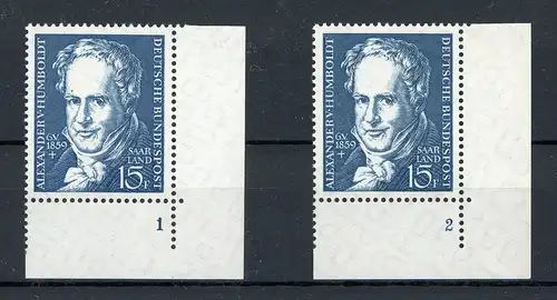 Saarland 448 postfrisch FN/ Formnummer 1 + 2 #IU559