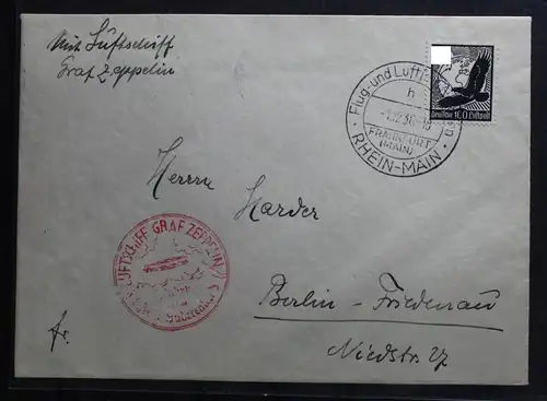 Dt. Reich 537 auf Brief als Einzelfrankatur Luftpost Graf Zeppelin #BA626