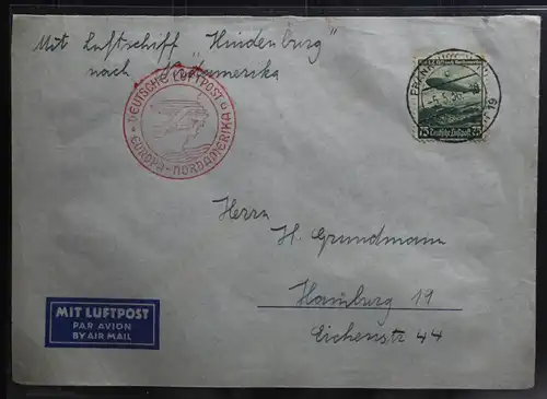 Deutsches Reich 607 auf Brief als Einzelfrankatur Luftpost s. Beschr. #BA635