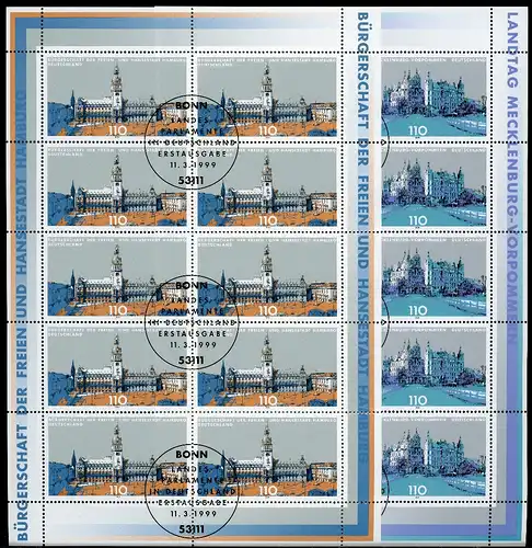 Bund Zehnerbogen 2036-2037 Bonn Ersttagssonderstempel #IT698