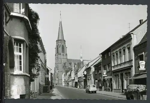 AK Anrath Kreis Viersen Vorlagekarte, Geschäftsstrasse Kirche 50er Jahre #IT798