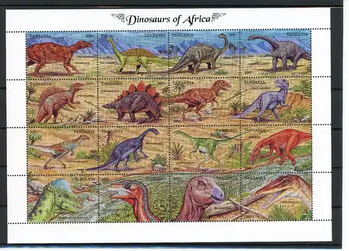 Tansania Kleinbogen 1323-1338 postfrisch Dinosaurier #IS881