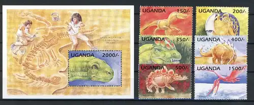 Uganda 1514-1519, Block 236 postfrisch Dinosaurier #IS885