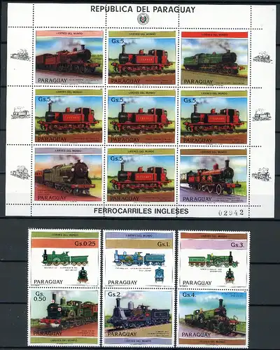 Paraguay 3779-3785 postfrisch Eisenbahn #IM063