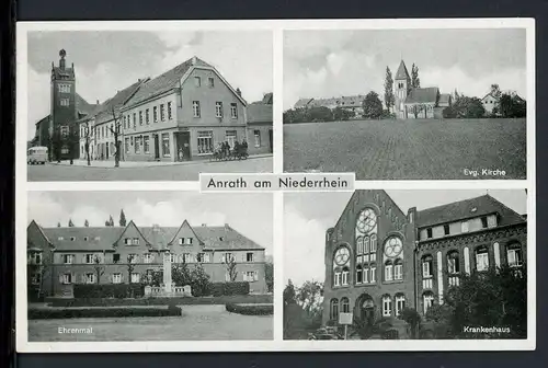 AK Anrath Kreis Viersen Ehrenmal, Krankenhaus, Kirche, Markt 1954 #IT786