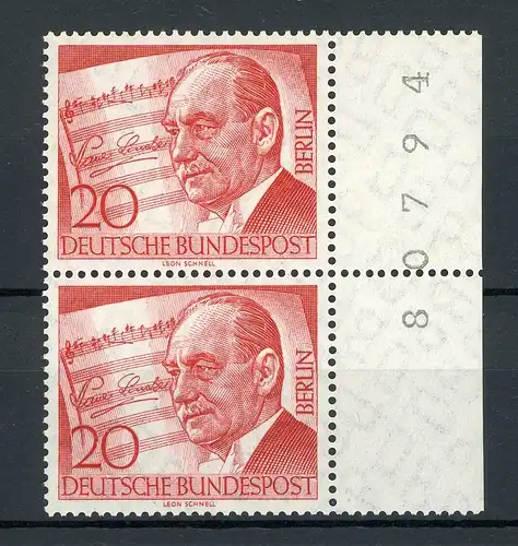 Berlin senkr. Paar 156 postfrisch Bogenzählnummer rechts #IT862