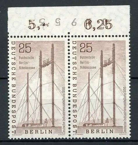 Berlin waag. Paar 157 postfrisch Bogenzählnummer oben #IT865