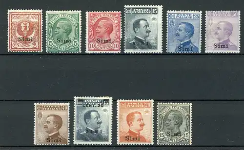 Ägäische Inseln 3-12 XII mit Falz SIMI, MiNr. 13 fehlt! #IS936