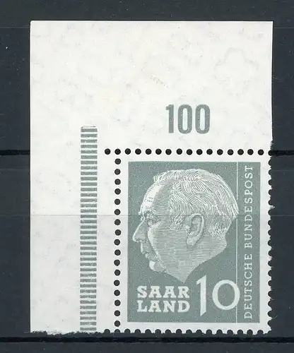 Saarland 386 postfrisch Eckrand oben links #IT816