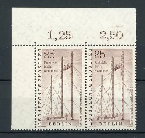 Berlin waag. Paar 157 postfrisch Eckrand oben links, breiter OR #IT869
