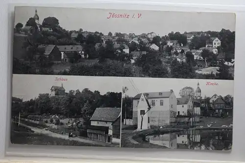 AK Jössnitz i. V. Mehrbildkarte (Kirche, Schloss usw.) 1913 #PI454