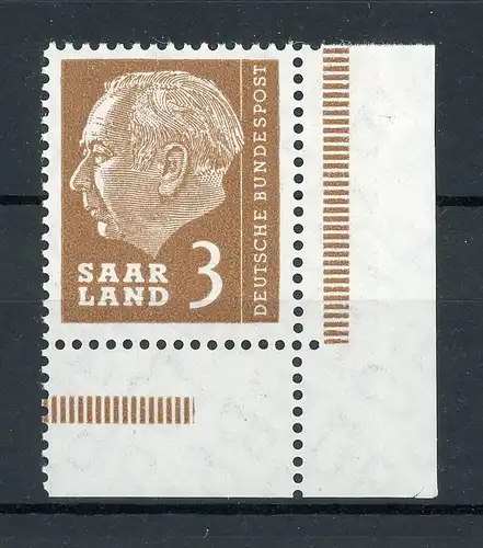 Saarland 382 postfrisch Eckrand unten rechts #IU546