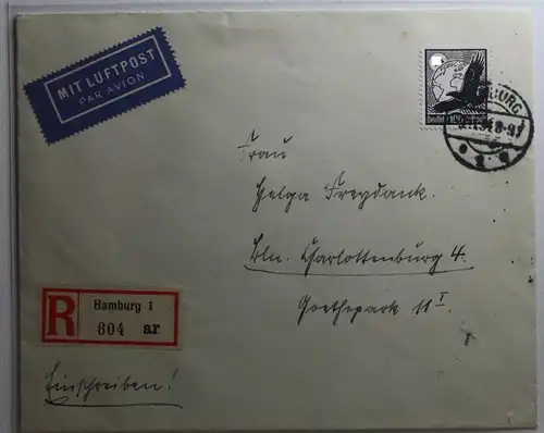 Deutsches Reich 537 auf Brief als Einzelfrankatur per Luftpost #BA673