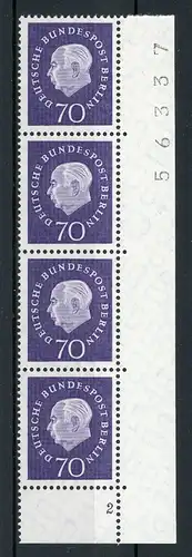 Berlin 4er Str. 186 postfrisch FN/ Formnummer 2, Bogenzählnummer #IT906
