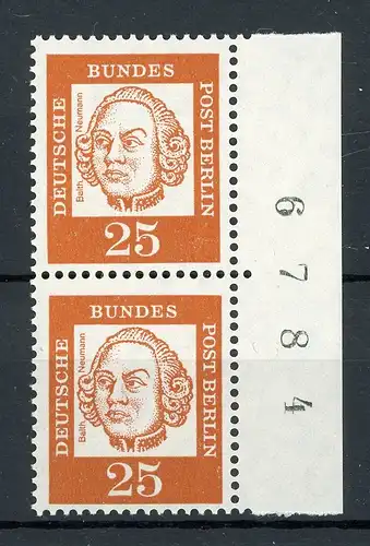 Berlin senkr. Paar 205 postfrisch Bogenzählnummer #IT999