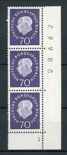 Berlin 3er Str. 186 postfrisch FN/ Formnummer 1, Bogenzählnummer #IT905