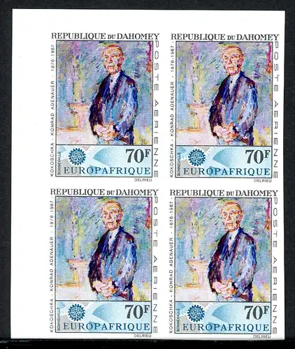 Dahomey 4er Block 318 B postfrisch Adenauer #IU655
