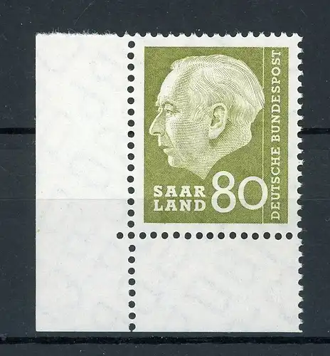 Saarland 396 postfrisch Eckrand unten links #IU535