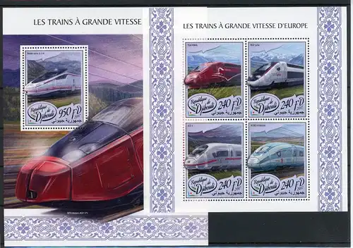 Dschibuti Kleinbogen 1771-1774, Block 842 postfrisch Eisenbahn #IV469