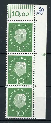 Bund senkr. 3er Streifen 303 postfrisch DZ 4 rechts #IV109